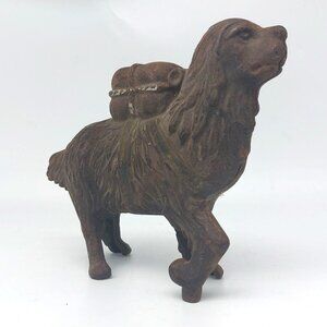 A C Williams Still Bank - St. Bernard Dog w/Pack Original - Cast Iron - Antique